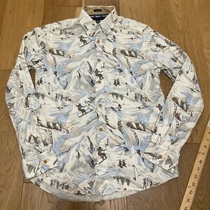 Tommy Hilfiger White & Light Blue Ski Resort Print Button-Down Shirt